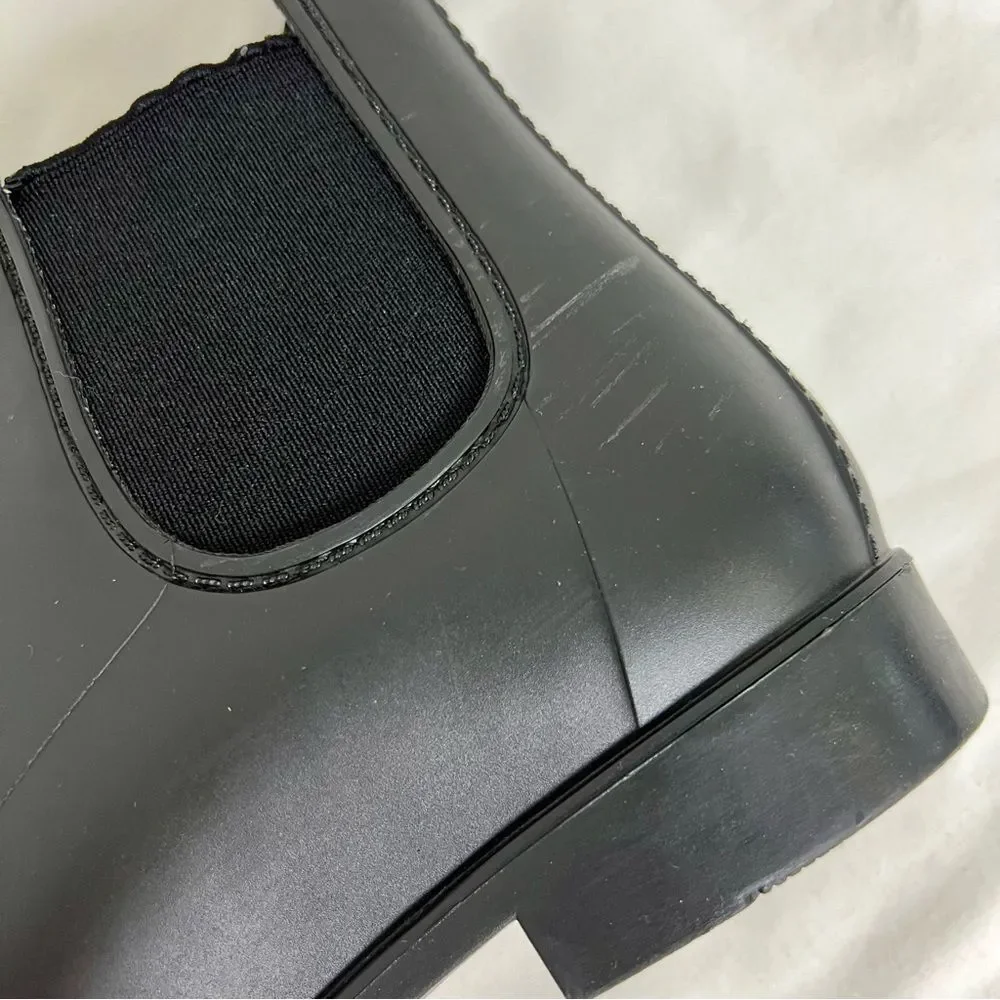SAM EDELMAN Tinsley Matte Chelsea Rain Booties Boots Black Size 8